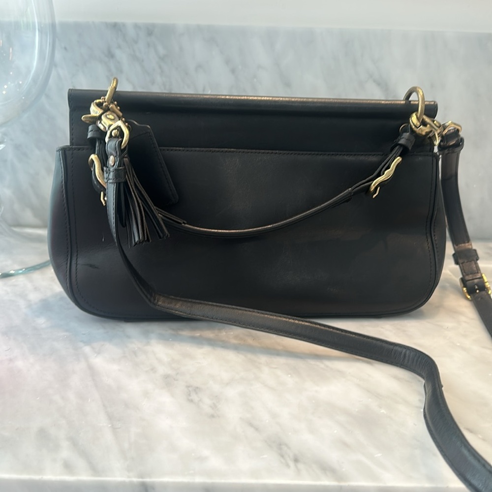Coach Legacy Turnlock East West Flap Bag Black Leather 22062 Crossbody Tassel - Picture 10 of 15